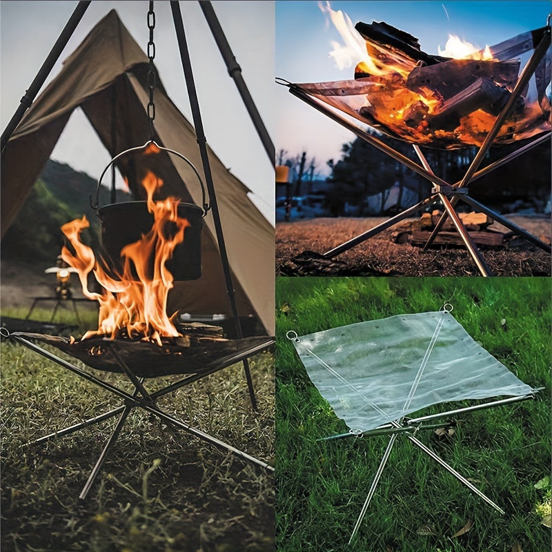 Portable Stainless Steel Fire Pit | Collapsible Wood Burning Campfire Stand for Camping, Backyard & Autumn Adventures – Durable Outdoor Bonfire Accessory | Lycosra