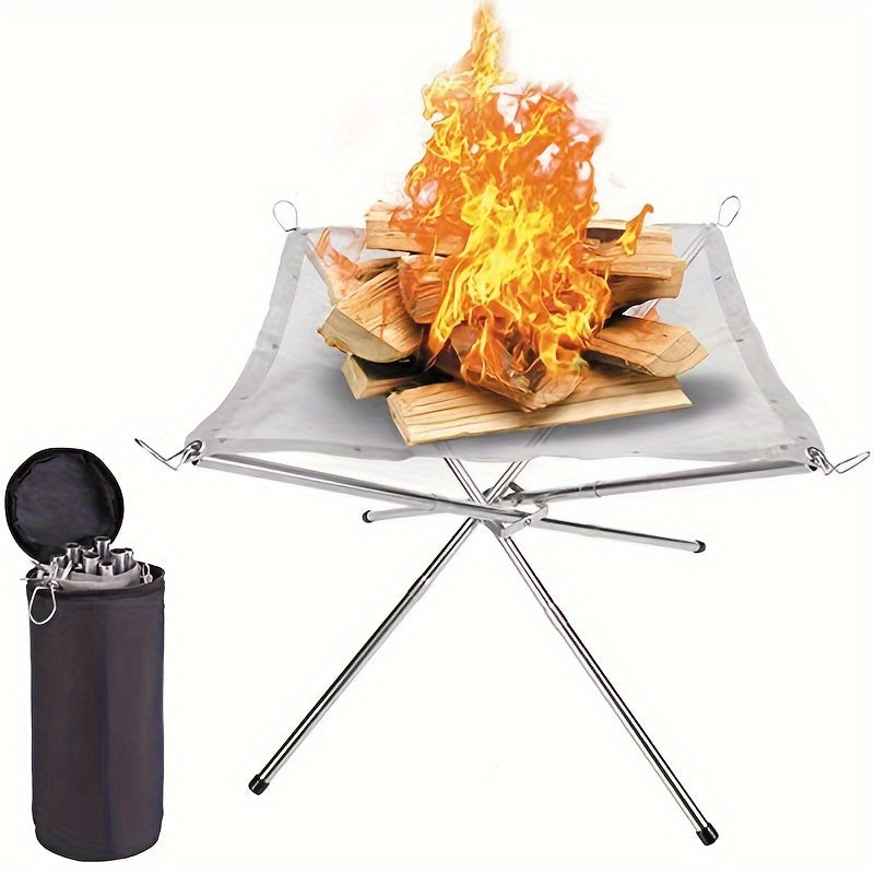 Portable Stainless Steel Fire Pit | Collapsible Wood Burning Campfire Stand for Camping, Backyard & Autumn Adventures – Durable Outdoor Bonfire Accessory | Lycosra