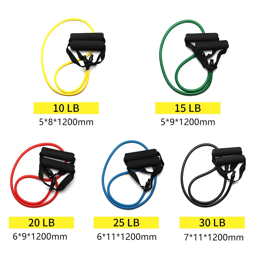 أشرطة مقاومة بخمسة مستويات مع مقابض | أشرطة أنبوبية مرنة للياقة البدنية لتدريب القوة والتمارين الرياضية