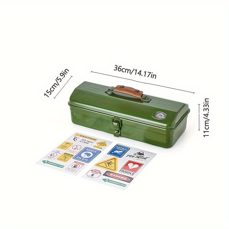 Outdoor Tool Box with Stickers Sundries Storage Box Camping Portable Portable Metal Storage Box