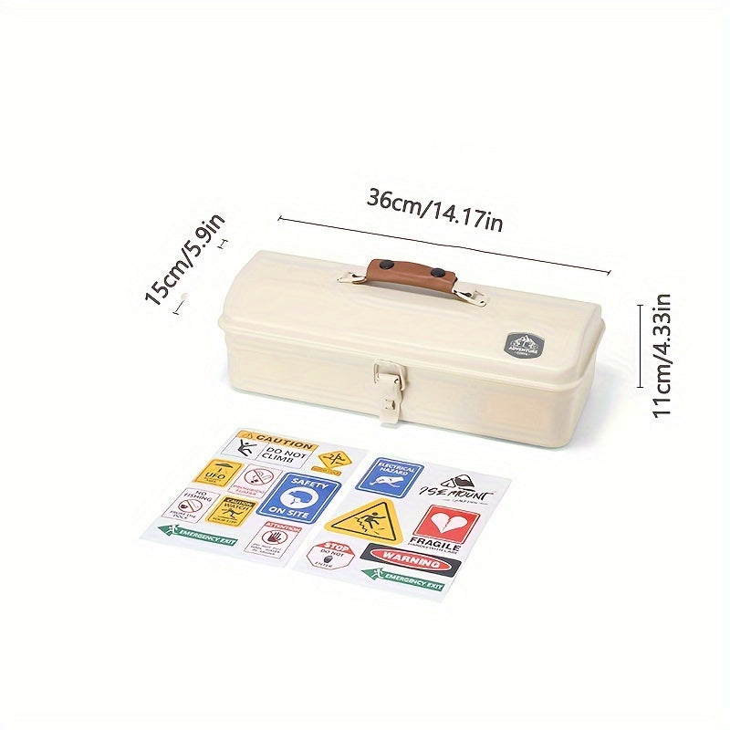 Outdoor Tool Box with Stickers Sundries Storage Box Camping Portable Portable Metal Storage Box