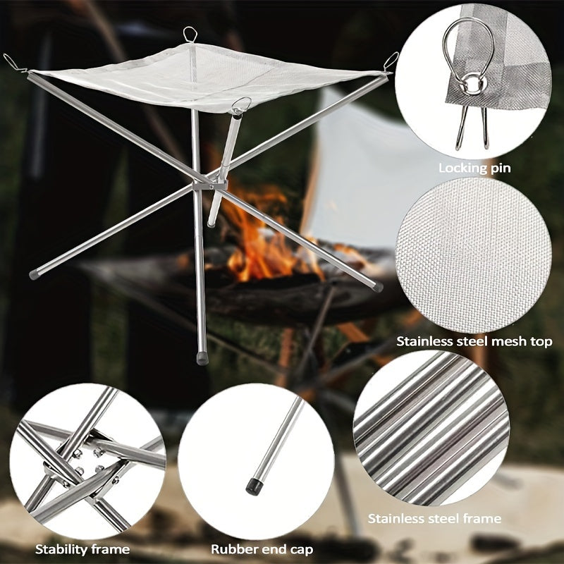 Portable Stainless Steel Fire Pit | Collapsible Wood Burning Campfire Stand for Camping, Backyard & Autumn Adventures – Durable Outdoor Bonfire Accessory | Lycosra